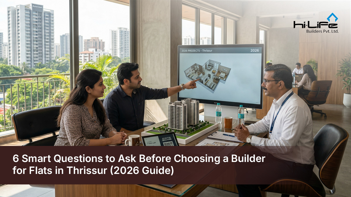 homebuyer discussing with builder for apartments in Thrissur